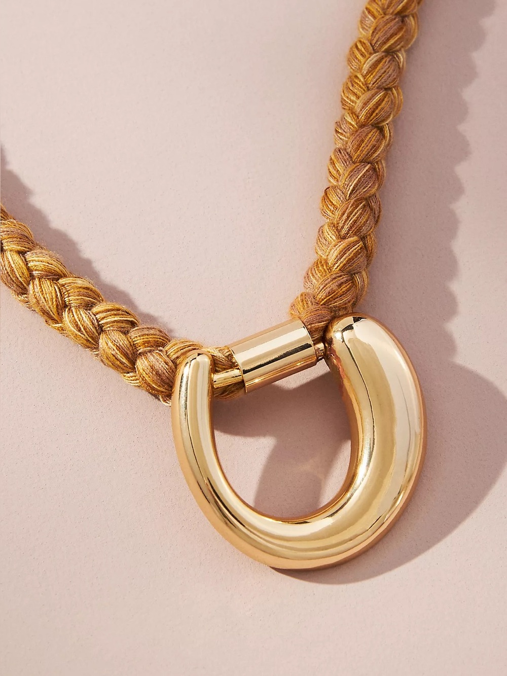 NWT Anthropologie Braided Rope Necklace with Gold Pendant - Picture 3 of 10